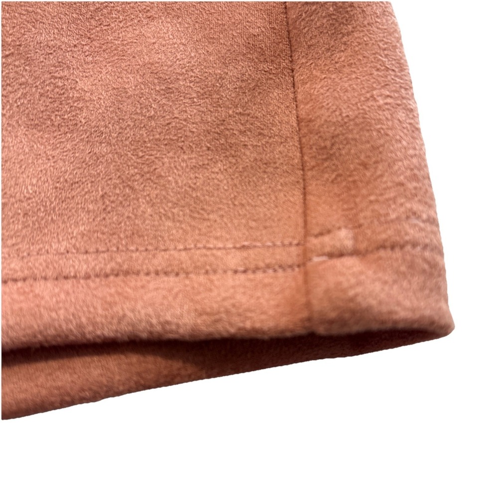 About Us Wrap Suede Mini Skirt Size Med Brown Zipper Boho Retro - Picture 3 of 6